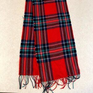NWT ~ Old Navy Scarf One Size Red Green, White Plaid Fringe